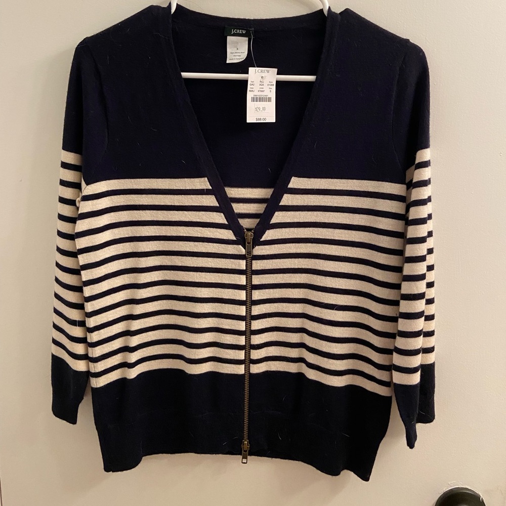 J. Crew striped cardigan.